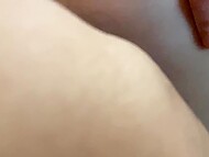 Asian housewife uses sex toys for her pussy while her mouth is stuffed with hubby's prick 11