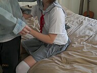 Hong Kong Doll, in her tight schoolgirl uniform, thrills in a siez-the-day fuck after interviewing 4