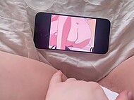 Babe with rosy cheeks Shy Blanche quietly seeks lesbian anime to masturbate to 8