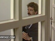 Female casting producer in stockings gets anally banged in the office in vintage movie 4