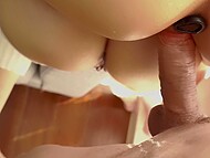 Skinny Tinder girls receive double creampie from the aroused stallion 10