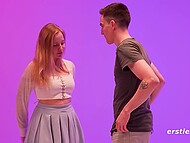 Lustful tart Marie H gets blindfolded and chooses a man to fuck with blowing them in turns 8