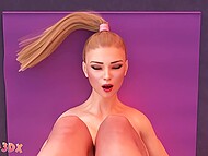 Red-haired 3D bitch trains a blonde to love big Futanari dicks 5