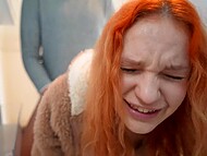 Trapped inside the fridge teen redhead was helpless to resist her stepbro's desire to fuck her 6