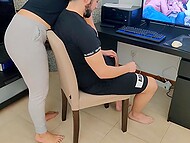 Miss Squirting adds a helping hand to her stepson's pleasure while indulging in porn 6