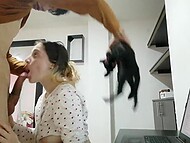 Latina teen asks for a favor to her neighbor about her computer and thanks him with sex 6