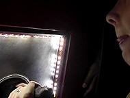 Cock-hungry hot wife blows BBC and gets fucked, and creampied through the gloryhole 9