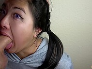 Cute Asian whore with rosy cheeks impresses the man with epic acefucking session at home 6