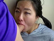 Cute Asian whore with rosy cheeks impresses the man with epic acefucking session at home 8