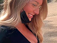 Buxom stunner Kayley Gunner has no shame to copulate and get creampied in public place 4