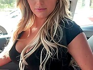 Buxom stunner Kayley Gunner has no shame to copulate and get creampied in public place 6