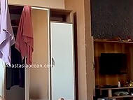 Anastasia Ocean's stepbrother unzipped his trouser, exposing his erect member, and furiously stroked it while Anastasia was choosing clothes 6