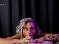 Captivating blonde Owl Crystal purrs when blowing the guy's XXX wiener 10