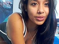 Beautiful Latina tart with a sex toy in her hands gives hot JOI in Spanish 5