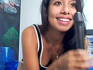 Beautiful Latina tart with a sex toy in her hands gives hot JOI in Spanish 7