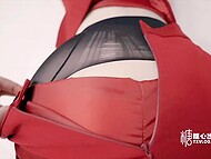 Obedient Asian shop assistant pleases a client with sex through her ripped pantyhose 7