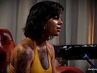 Inked female rebel with big boobs Genevieve Sinn gets creampied after hardcore gangbang 5