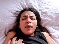 Latina bitch with trimmed twat lets her new lover cum inside her vagina  9