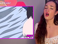 Cheekymz indulges tempting desires as she satisfies her needs while watching Hentai porn 9