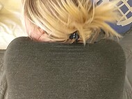 Awesome blonde PAWG gets on all fours and polishes a stiff prick with her cunt 7