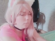 Pretty kitty likes playing with her master's big penis and to be fed with jizz 10