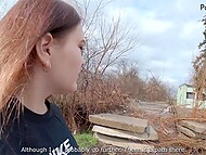Dominating Russian bitch takes her submissive guy to the abandoned house to fuck his ass 5