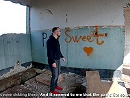 Dominating Russian bitch takes her submissive guy to the abandoned house to fuck his ass 6