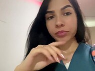 Filthy nurse Alexa Joes came to the bathroom to tease her pussy and squirt on cam 11
