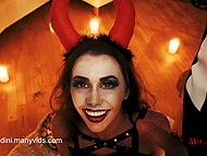 Horny demoness Mia Bandini copulates with the insatiable skeleton on Halloween 7