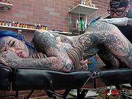 Ink-covered slut craves the guy's dick and one more tattoo on her asshole 11