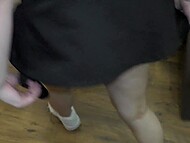 Young girl eagerly inserts the man's massive dick in her hind end 10