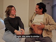 Kinky female can't find a man with a big cock so she takes her man's short one 4