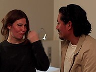 Kinky female can't find a man with a big cock so she takes her man's short one 5