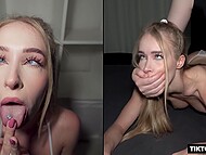 Kåt TikTok-tøs med hull i tungen tar det røft i doggy-stil til creampie