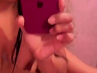 Friend catches busy Latina taking a shower and joins her to fuck her wet pussy 9