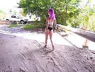 Valerica Steele, the hot inked purple-haired punk teenager, gets banged like a little slut 4