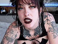 Dirty-minded Goth Millie Mill came to her her neighbor's house and showed the way she masturbates 5