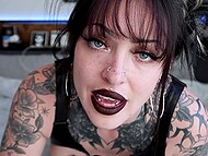 Dirty-minded Goth Millie Mill came to her her neighbor's house and showed the way she masturbates 6