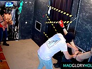 Filthy Czech sluts serve strangers' dicks with their mouths and twats in the gloryhole room 5