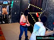 Filthy Czech sluts serve strangers' dicks with their mouths and twats in the gloryhole room 6