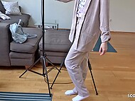 A college babe Sara from Germany scouted for a street casting featuring her first anal 4