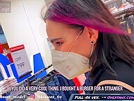 Cute student girl slips into the fitting room to suck a stranger guy's cock for a Big Mac 9