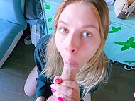 Insatiable Russian stepmom seduces her son on kinky fucking again but with no creampie this time 9