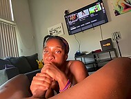 Skillful Ebony whore spreads massive ass cheeks to take a BBC before blowing it 9