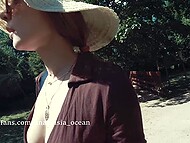 Anastasia Ocean meets a stranger when wandering through public parks without underwear 4