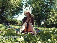 Anastasia Ocean meets a stranger when wandering through public parks without underwear 7