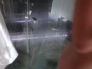 Horny couple partakes in covert love play, submerged with lust in the sauna and under water 7