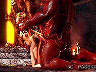 Kusiciel Inferno wsadza swój diaboliczny penis XXX w cipkę gorącej suki w piekle