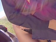 Plump sex goddess Angel Wicky has her trimmed pussy nailed in the car in the fields 7