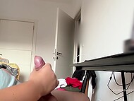 Pervy mother-in-law Anastasia Ocean watched the guy jerking off to porn till he reached orgasm 5